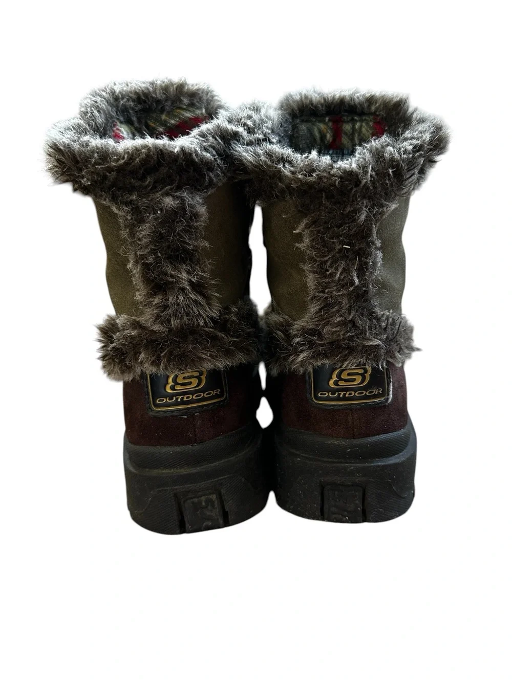 Vintage Skechers Tough Boots Fur Trim Suede Grunge Y2K Chunky Winter Gorpcore